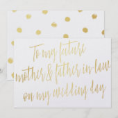 Gold "Voor mijn toekomstige moeder en schoonvader" Kaart (Voorkant / Achterkant)