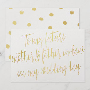 Gold "Voor mijn toekomstige moeder en schoonvader" Kaart