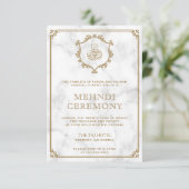  Gold Vourish White Marble Islamic Mehndi  Informatiekaartje (Staand voorkant)