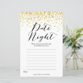 Gold Vrijgezellenfeest Game - Date Night Kaart (Staand voorkant)