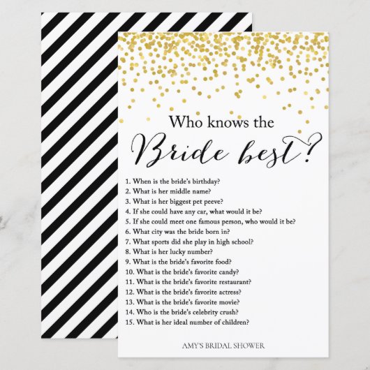 Gold Vrijgezellenfeest Game - die het beste op de  (Voorkant / Achterkant)