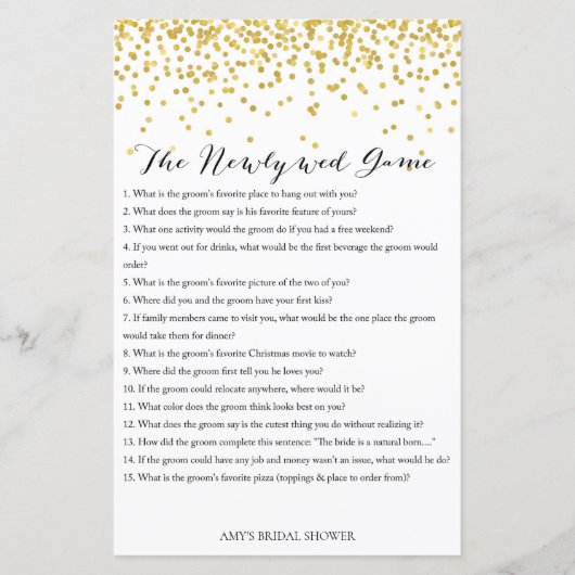 Gold Vrijgezellenfeest game - Pas getrouwd game (Voorkant)