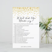 Gold Vrijgezellenfeest Game - Wat zei de bruid al? (Staand voorkant)