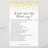 Gold Vrijgezellenfeest Game - Wat zei de bruid al? (Voorkant)