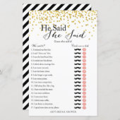 Gold Vrijgezellenfeest Game zei dat ze zei: (Voorkant / Achterkant)