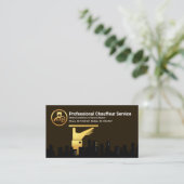 Gold Waiter's Serving Bord City Silhouette Driver Visitekaartje (Staand voorkant)