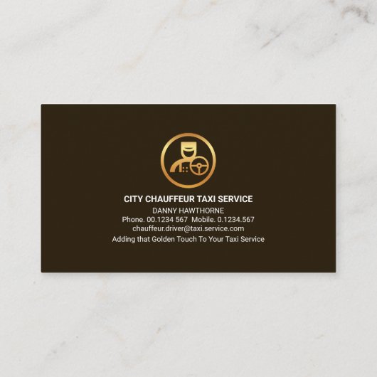 Gold Waiter's Serving Bord City Silhouette Driver Visitekaartje (Achterkant)