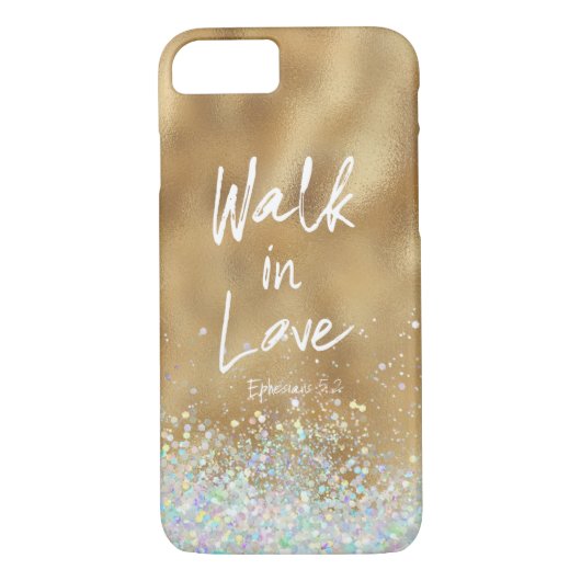Gold Walk in Love Bijbelvers Case-Mate iPhone Case (Achterkant)