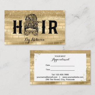 Gold Wall Hair Stylist Appointkaart Bun Afsprakenkaartje