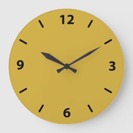 Gold Wall-klok met zwarte cijfers Grote Klok (Voorkant)