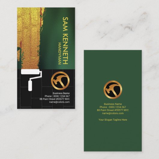 Gold Wall verf Simple Black Brick-handyman Visitekaartje (Voorkant / Achterkant)