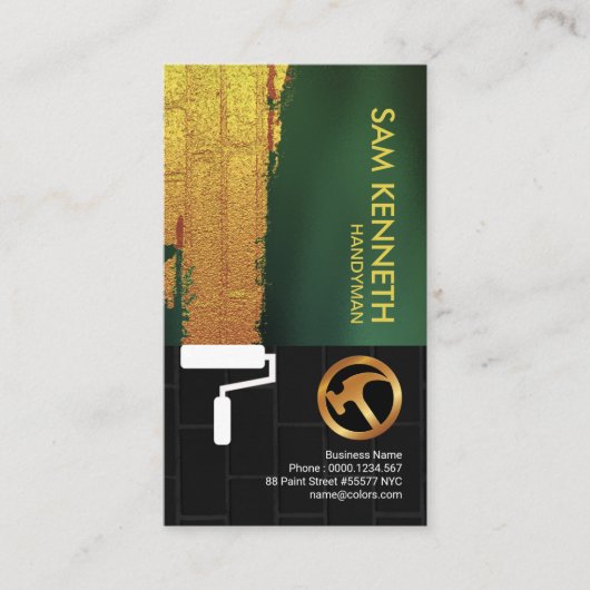 Gold Wall verf Simple Black Brick-handyman Visitekaartje (Voorkant)