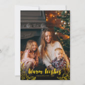 Gold Warm Wishes Winter Leaves Kaart (Voorkant)