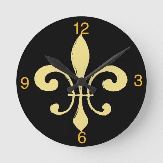 Gold Washout Fleur De Lis, naam toevoegen Ronde Klok (Voorkant)