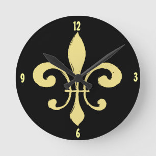 Gold Washout Fleur De Lis, naam toevoegen Ronde Klok