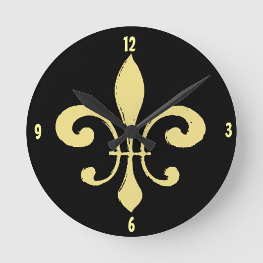 Gold Washout Fleur De Lis, naam toevoegen Ronde Klok (Voorkant)
