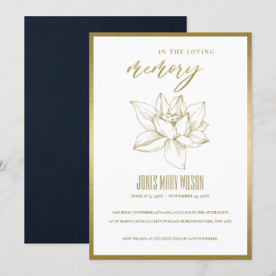 GOLD WATER LICHT SYMPATHY MEMORIAL SERVICE INVITE BEDANKKAART
