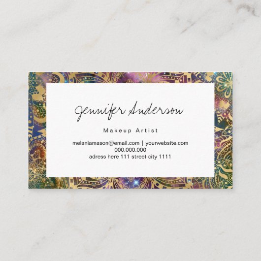 Gold watercolor and nebula mandala afsprakenkaartje (Achterkant)