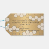 Gold Waterdicht honingetiket met honingraat en bij Cadeaulabel (Achterkant Horizontaal)