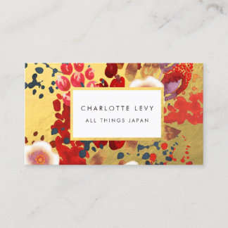 Gold Waterverf Abstract Japan Floral Art Stylist Visitekaartje