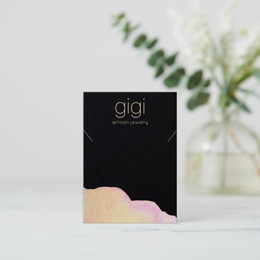 Gold Waterverf Abstract Ketting Display Holder Visitekaartje (Staand voorkant)