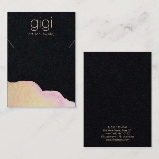 Gold Waterverf Abstract Ketting Display Holder Visitekaartje (Voorkant / Achterkant)