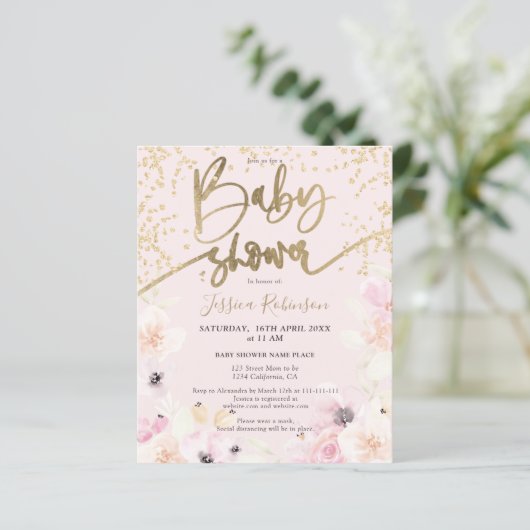 Gold waterverf baby shower budget (Staand voorkant)