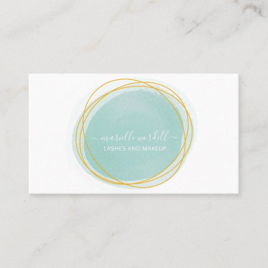 Gold Waterverf Circle Monogram Witte tekst Visitekaartje (Voorkant)