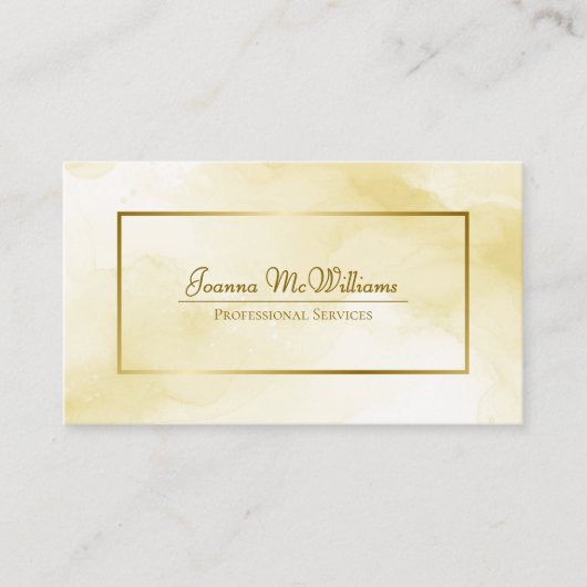 Gold Waterverf Clouds Chic Professional QR-code Visitekaartje (Voorkant)