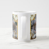 Gold Waterverf Deer Flowers Merry-kerstfoto Grote Koffiekop (Achterkant)