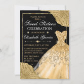 Gold Waterverf Dress & Glam Edges Sweet Sixteen Kaart (Voorkant)