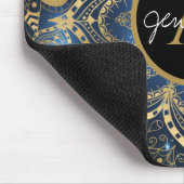 Gold waterverf en nebula mandala Blue Monogram Muismat (Hoek)