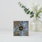 Gold waterverf en nebula mandala Blue Vierkante Visitekaartje (Staand voorkant)