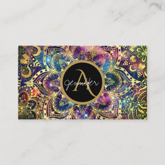 Gold waterverf en nebula mandala visitekaartje (Voorkant)