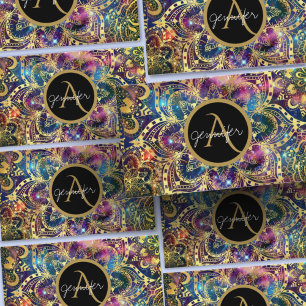 Gold waterverf en nebula mandala visitekaartje