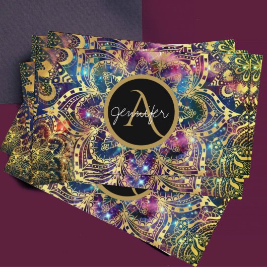 Gold waterverf en nebula mandala visitekaartje