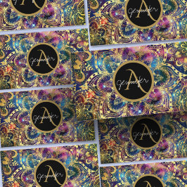 Gold waterverf en nebula mandala visitekaartje