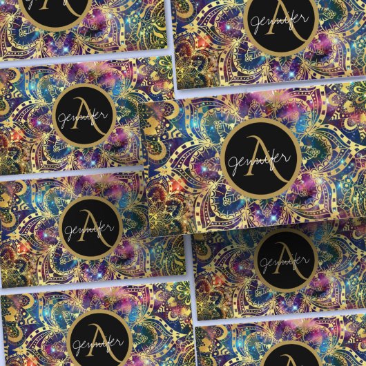 Gold waterverf en nebula mandala visitekaartje