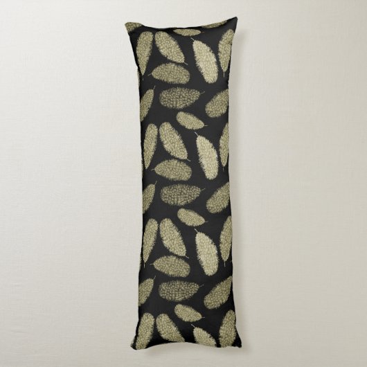 Gold Waterverf Feathers Lichaamskussen (Achterkant (Verticaal))