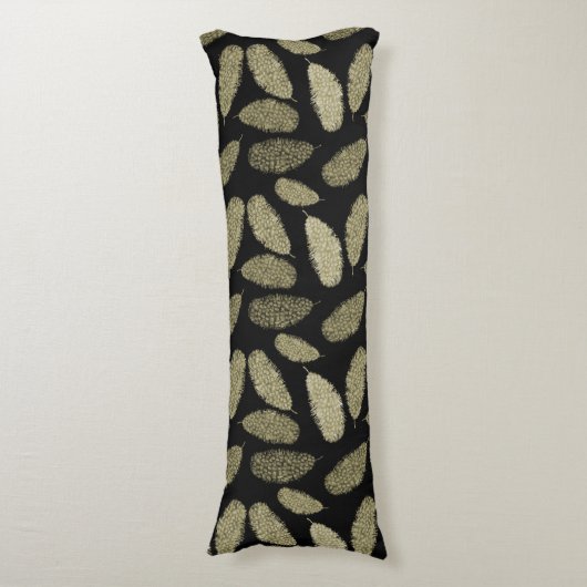 Gold Waterverf Feathers Lichaamskussen (Voorkant Verticaal)