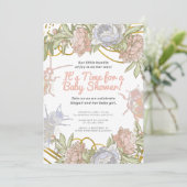 Gold Waterverf Floral & Greenery Girl Baby shower Kaart (Staand voorkant)