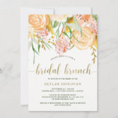 Gold Waterverf Floral op White | Bridal Brunch Kaart (Voorkant)