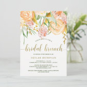Gold Waterverf Floral op White | Bridal Brunch Kaart (Staand voorkant)