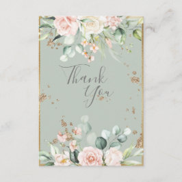 Gold Waterverf Floral Sage Green Wedding Bedankkaart