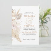 Gold Waterverf Floral Wedding Invitation Kaart (Staand voorkant)
