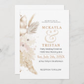 Gold Waterverf Floral Wedding Invitation Kaart (Voorkant / Achterkant)