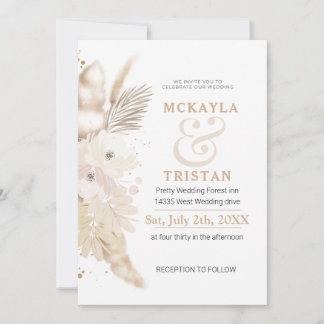Gold Waterverf Floral Wedding Invitation Kaart