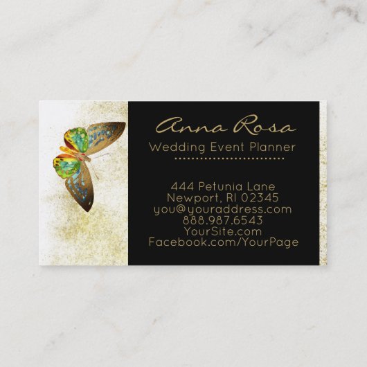 *~* Gold Waterverf Glitter Gilded Butterfly Visitekaartje (Achterkant)