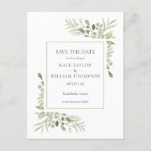 Gold Waterverf Greenery Wedding Save the Date