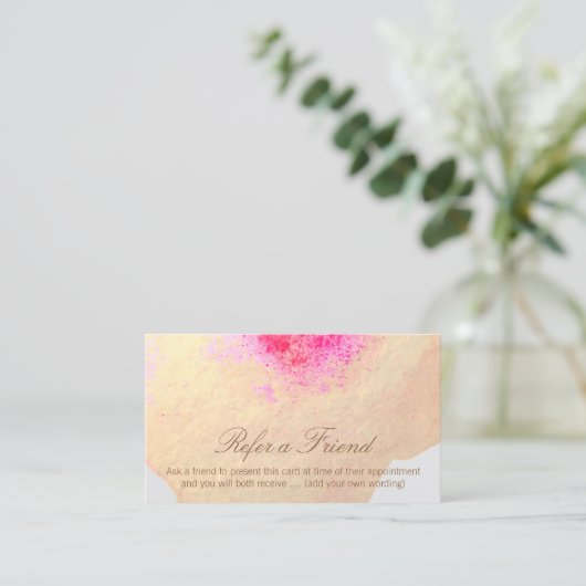 Gold Waterverf Grote Floral-klantenverwijzing Aanbevelingskaartje (Staand voorkant)